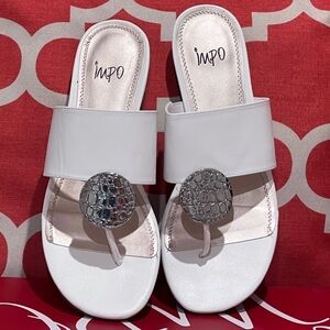 Impo White and Silver Slide Sandals